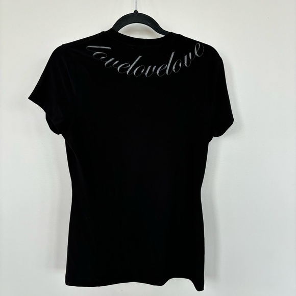 Norma Kamali Black Short Sleeve Top with Love Written Around The Neckline Size L - Picture 3 of 6